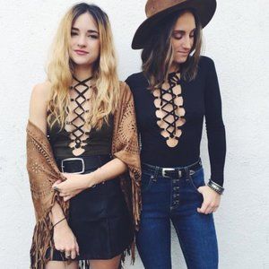 LF Carmar Black Lace-Up Body Suit